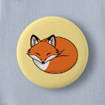 Sleeping Cartoon Fox on Yellow 6 Cm Round Badge<br><div class="desc">Stylized cartoon drawing of a curled up sleeping fox.</div>