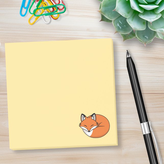 Sleeping Cartoon Fox on Yellow Post-it Notes (Creator Uploaded)