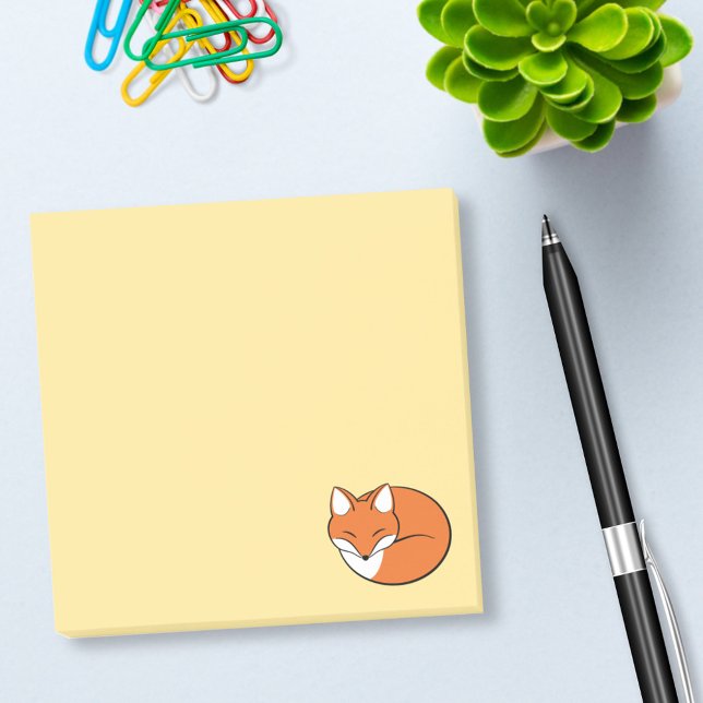 Sleeping Cartoon Fox on Yellow Post-it Notes (Creator Uploaded)