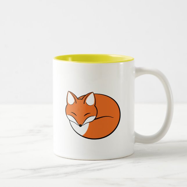 Sleeping Cartoon Fox Two-Tone Coffee Mug (Right)