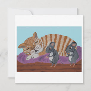 Sleeping Cat and Sneaky Mice  Invitation