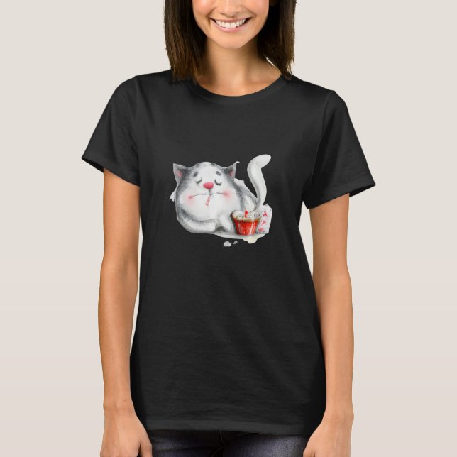 Sleeping cat artwork cute kitten T-Shirt (Front)