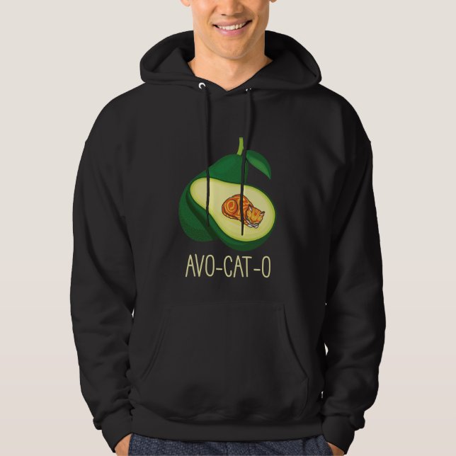 Sleeping Cat Avocado Cute Vegetable Animal Pun Hoodie (Front)