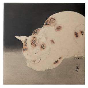 Sleeping Cat by Kawanabe Kyosai Tile