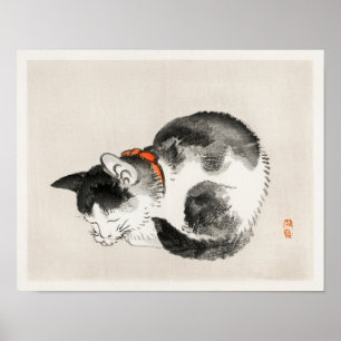 Sleeping cat by Kōno Bairei (1844-1895) Poster