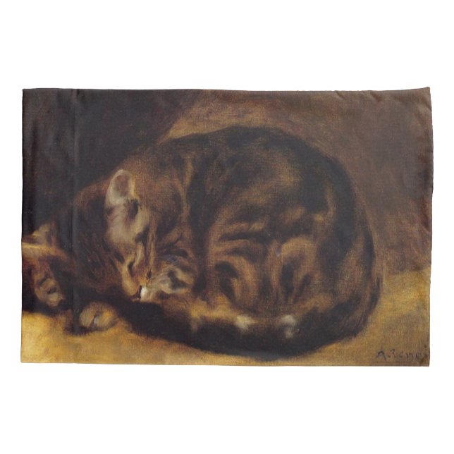 Sleeping Cat By Pierre Auguste Renoir Pillowcase (Back)