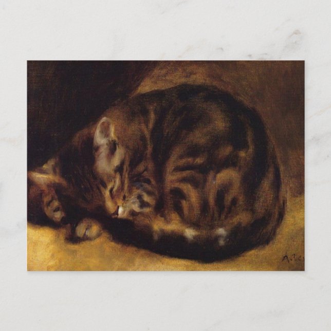Sleeping Cat by Renoir Postcard (Front)