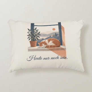 Sleeping cat by the window in warm colors decorative cushion