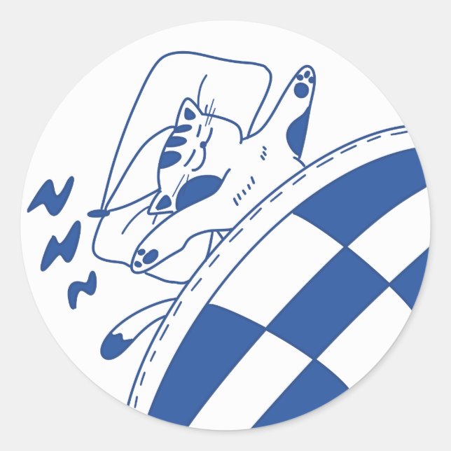 Sleeping cat classic round sticker (Front)