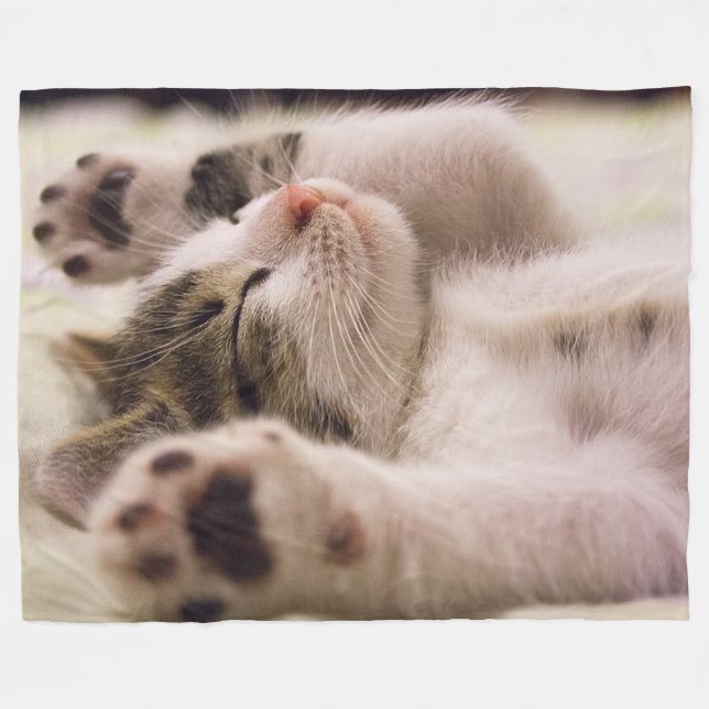 Sleeping Cat Fleece Blanket, 60"x80" Blanket (Front (Horizontal))