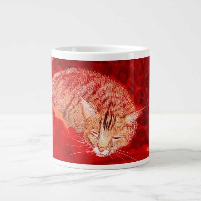 sleeping cat large coffee mug (Front)