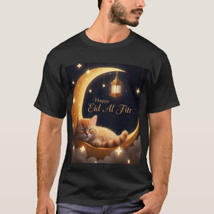 Sleeping Cat on Crescent Moon Mens Tshirt