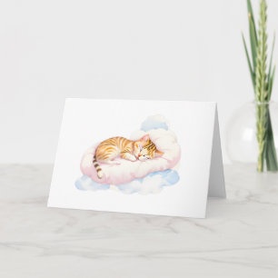 Sleeping Cat on Fluffy Clouds Blank Greeting Card