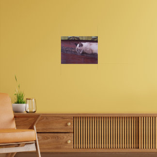 Sleeping Cat on Wood Poster
