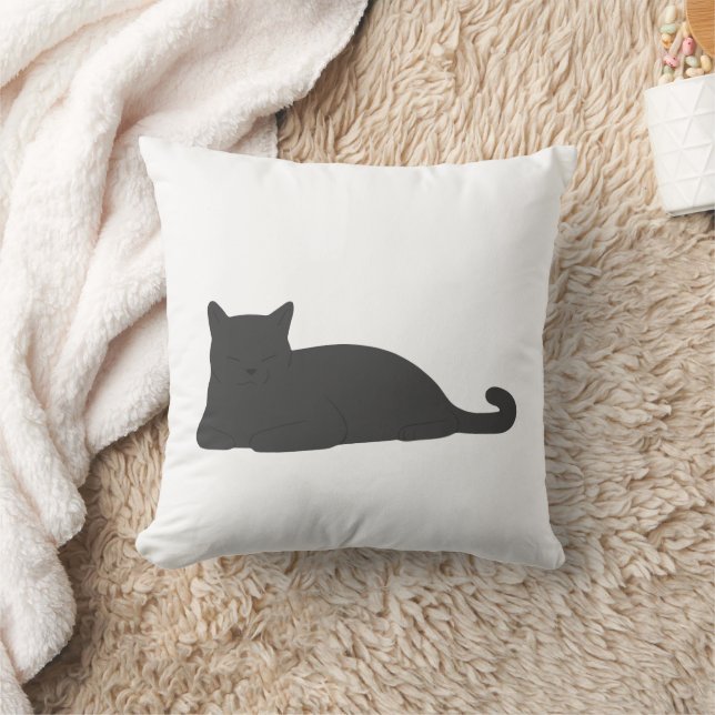 Sleeping Cat Throw Pillow (Blanket)