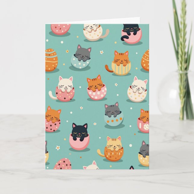 Sleeping Cats Pattern Greeting Card (Front)