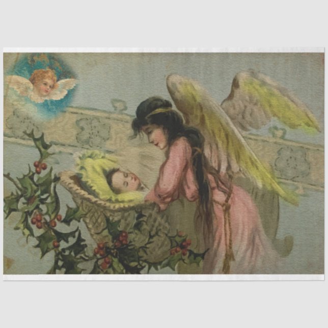 Sleeping Christmas Baby Angel Tissue Paper (Front)