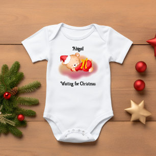 Sleeping Christmas Bear Cub Baby Bodysuit