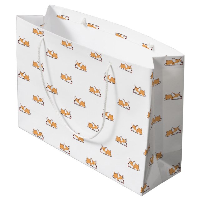 Sleeping Corgi Large Gift Bag (Back Angled)