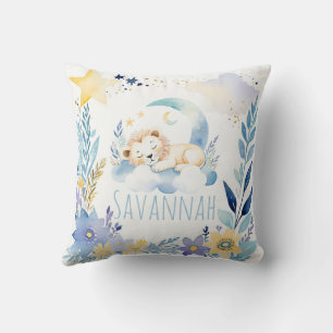 Sleeping Cub Boho Name Nursery Pillow