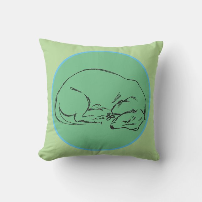 Sleeping Dachshund Dog Cushion (Front)