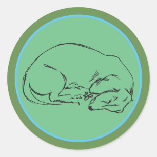 Sleeping Dachshund Dog Sticker