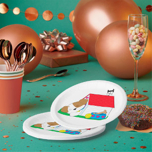 Sleeping Dog In A Dog House Paper Plate