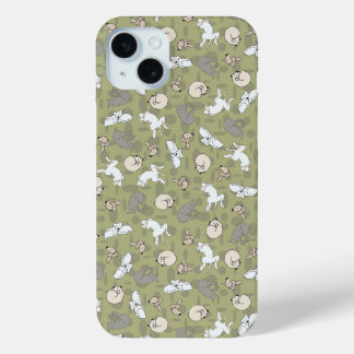 Sleeping Dog Inspired Print in Green Grey iPhone 15 Mini Case