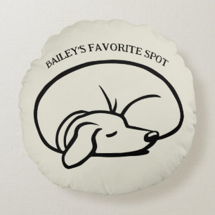 Sleeping Dog Personalised Favourite Spot Round Cushion