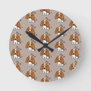 Sleeping Dog Siberian Husky Animal Lover ZZZ Pet Round Clock