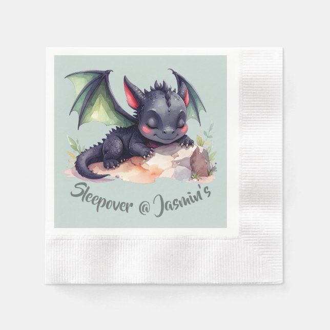 Sleeping Dragon with Green Wings Napkin (Front)