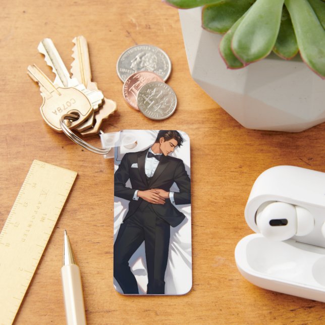 Sleeping Elegant Anime Man Key Ring (Desk)