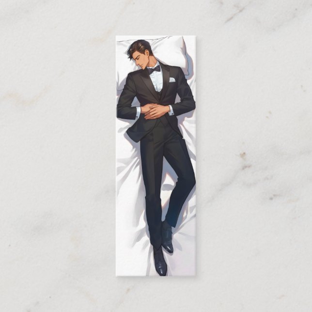 Sleeping Elegant Anime Man Mini Business Card (Front)