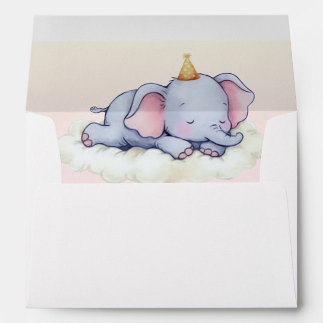 Sleeping Elephant Baby Shower Invitation Envelope (Back (Bottom))