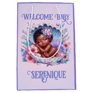 Sleeping Ethnic Baby Girl in Seashell Pastel Medium Gift Bag