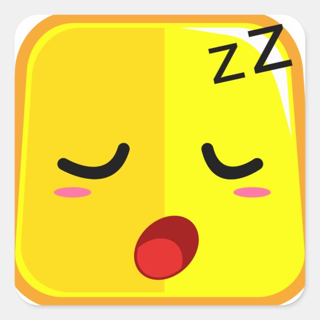 Sleeping face yellow funny emoji sticker (Front)