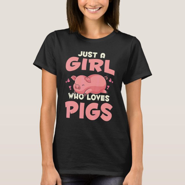 Sleeping Farm Animal  Women Just A Girl Who Loves  T-Shirt (Front)