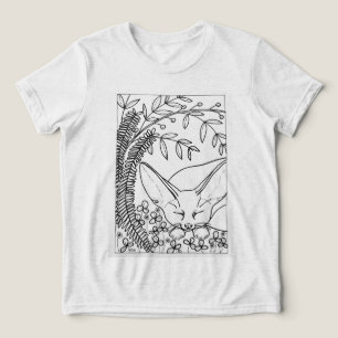 Sleeping Fennic Fox with flowers Tri-Blend Shirt