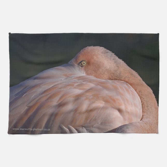 Sleeping Flamingo Kitchen Towel (Horizontal)
