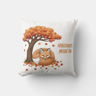 Sleeping Fox Autumn Illustration with Cosy Quote Cushion