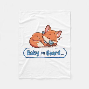 Sleeping Fox Baby On Board Sticker Fleece Blanket