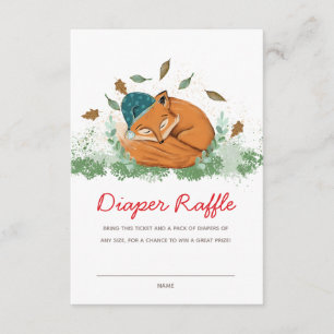 Sleeping Fox Baby Shower Diaper Raffle Ticket Enclosure Card
