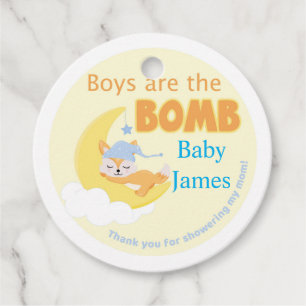 Sleeping fox Boys are the bomb favour tag