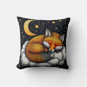 🦊🌙 Sleeping Fox Cosy Woodland Decor Gift ✨ Cushion