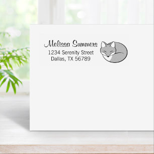 Sleeping Fox, Etched - Address Rubber Stamp