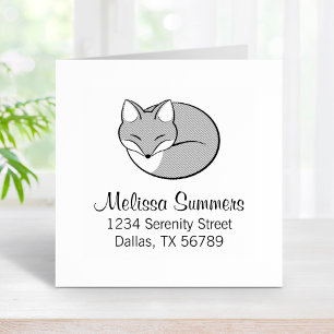 Sleeping Fox, Etched - Address Rubber Stamp