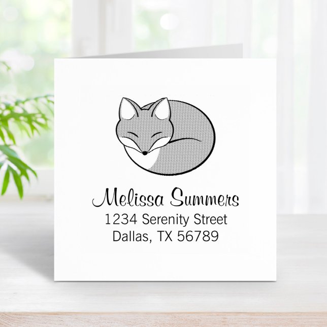 Sleeping Fox, Etched - Address Rubber Stamp (Creator Uploaded)