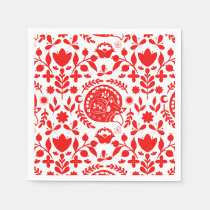 Sleeping Fox Folk Art Napkin