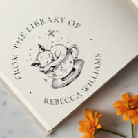 Sleeping Fox in Magical Teacup Bookplate Library