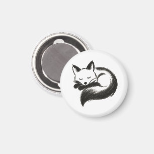 Sleeping Fox – Minimalist Chalk Animal Design on  Magnet